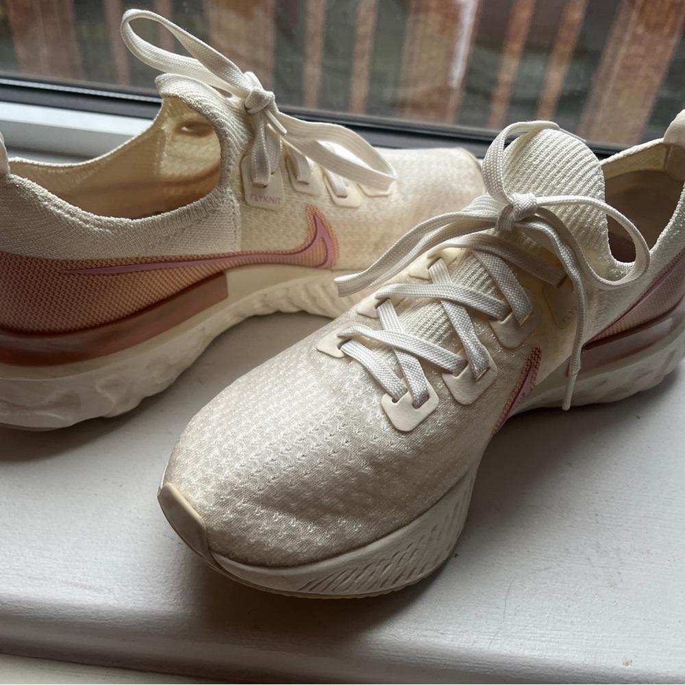 Nike React Infinity Run FK Flyknit Off White Rose Gold Pink Running Sneakers